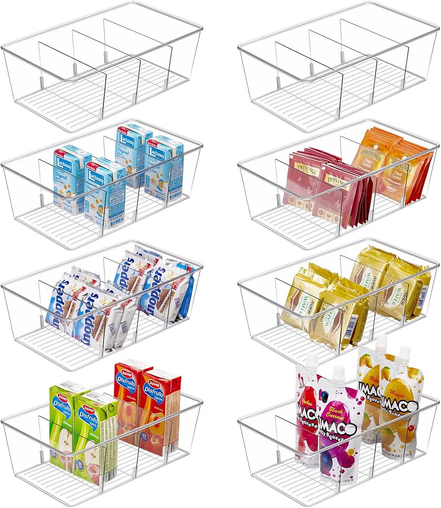 Vtopmart 8 Pack Food Storage Organizer Bins, Clear Plastic Storage Bins for Pantry, Kitchen, Frid... | Amazon (US)