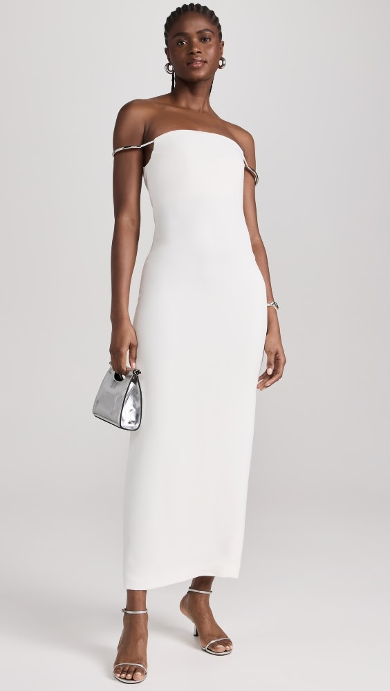 Brandon Maxwell Off The Shoulder Slip Dress with Silver Hardware | Shopbop | Shopbop