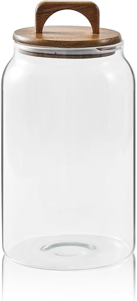 Sweejar Large Glass Candy Jars with Wooden Lids, 1 Gallon Glass Jar with Lid, Sugar/Flour Storage... | Amazon (US)