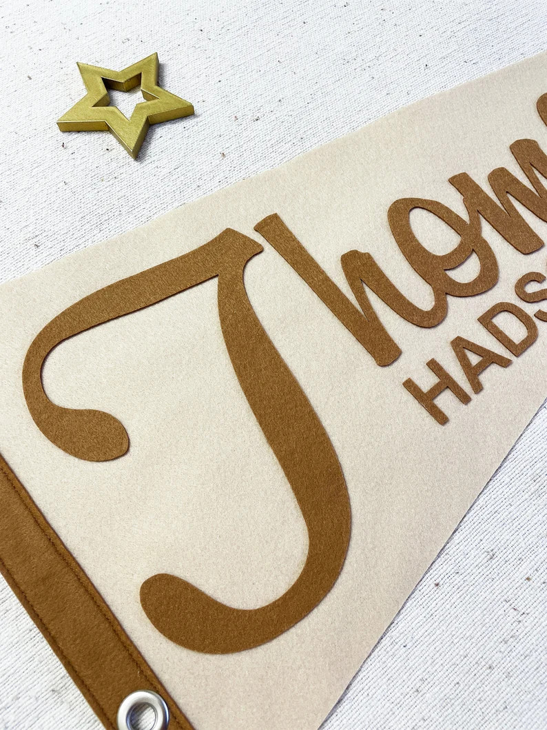 Felt Name Pennant, Custom Name Wool Pennant Flags, Triangle Personalized Felt Pennants, First Nur... | Etsy (US)