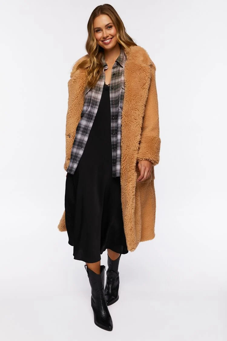 Quilted Faux Shearling Duster Coat | Forever 21 (US)