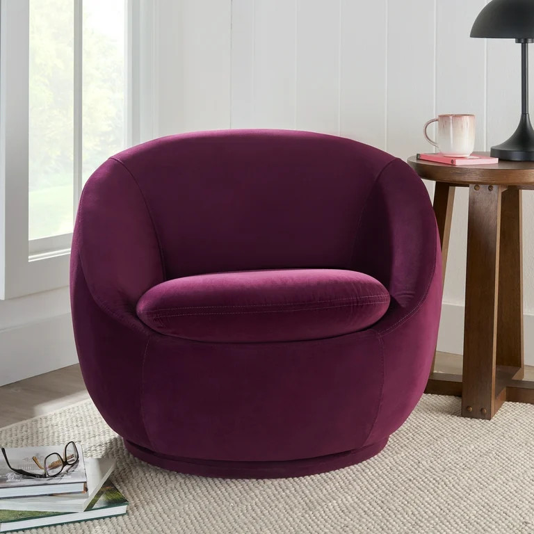 Better Homes & Gardens Mira Swivel Accent Chair, Merlot Velvet | Walmart (US)