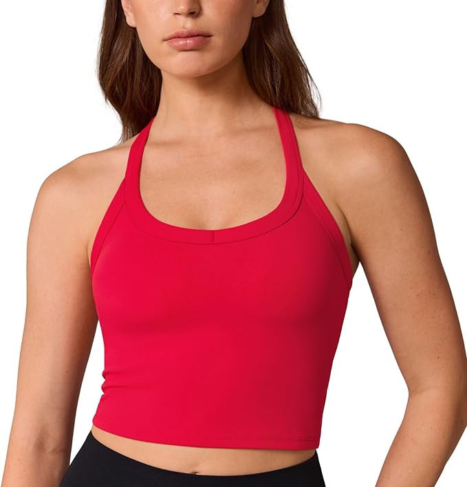 Hugcurve Racerback Longline Sports Bra for Women Scoop Neck with Built in Bra Yoga Tank Crop Tops... | Amazon (US)