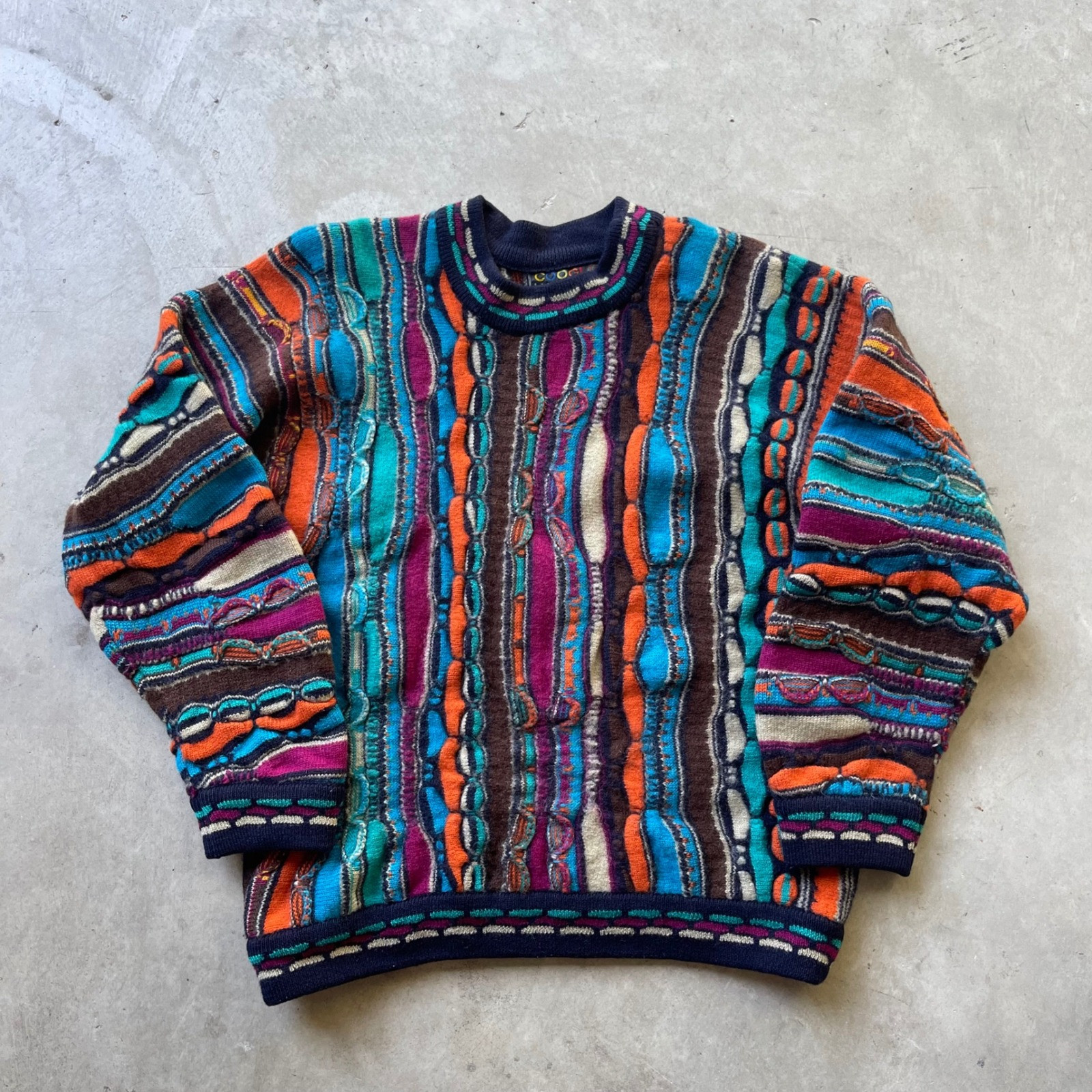 Vintage Coogi Australia 100% Wool 3d Knit Multi-Color Sweater Mens Large L | Poshmark