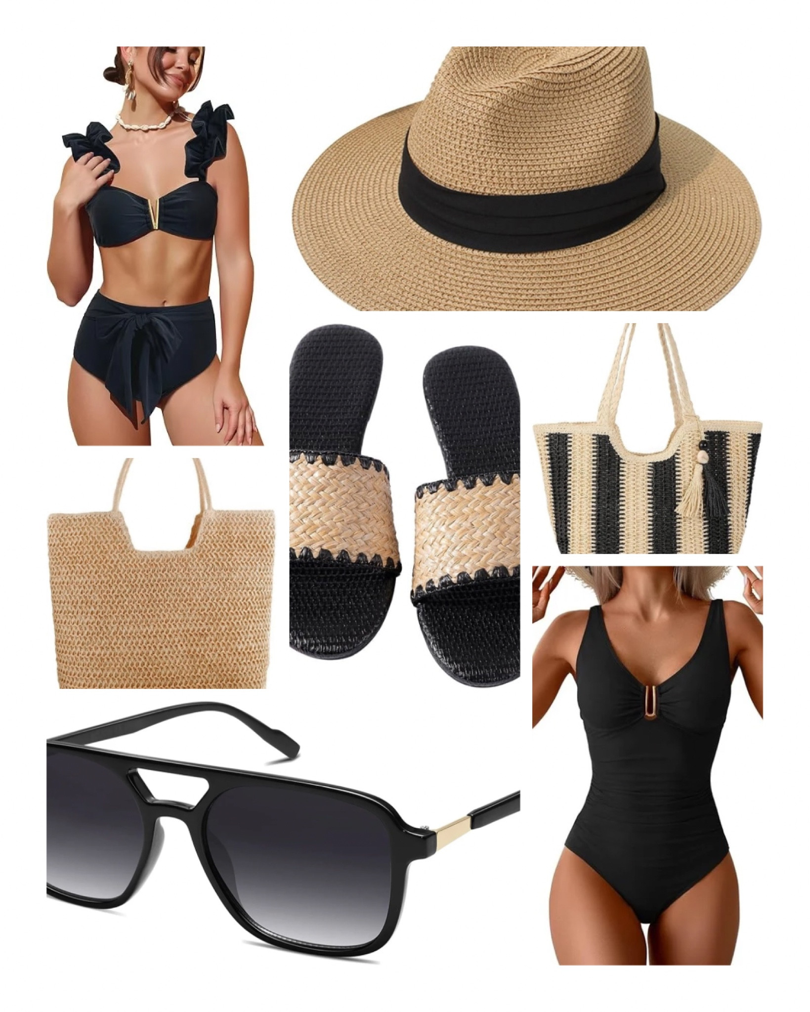 Amazon swim favorites! Swimsuit, sun hat, sunglasses, sandals, slides, raffia, beach bag, beach tote #sunglasses #swimwear #resortwear #beachoutfit #beachbag

#LTKSwim #LTKSeasonal #LTKTravel