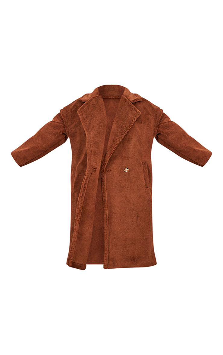 Chocolate Borg Teddy Bear Coat | PrettyLittleThing US