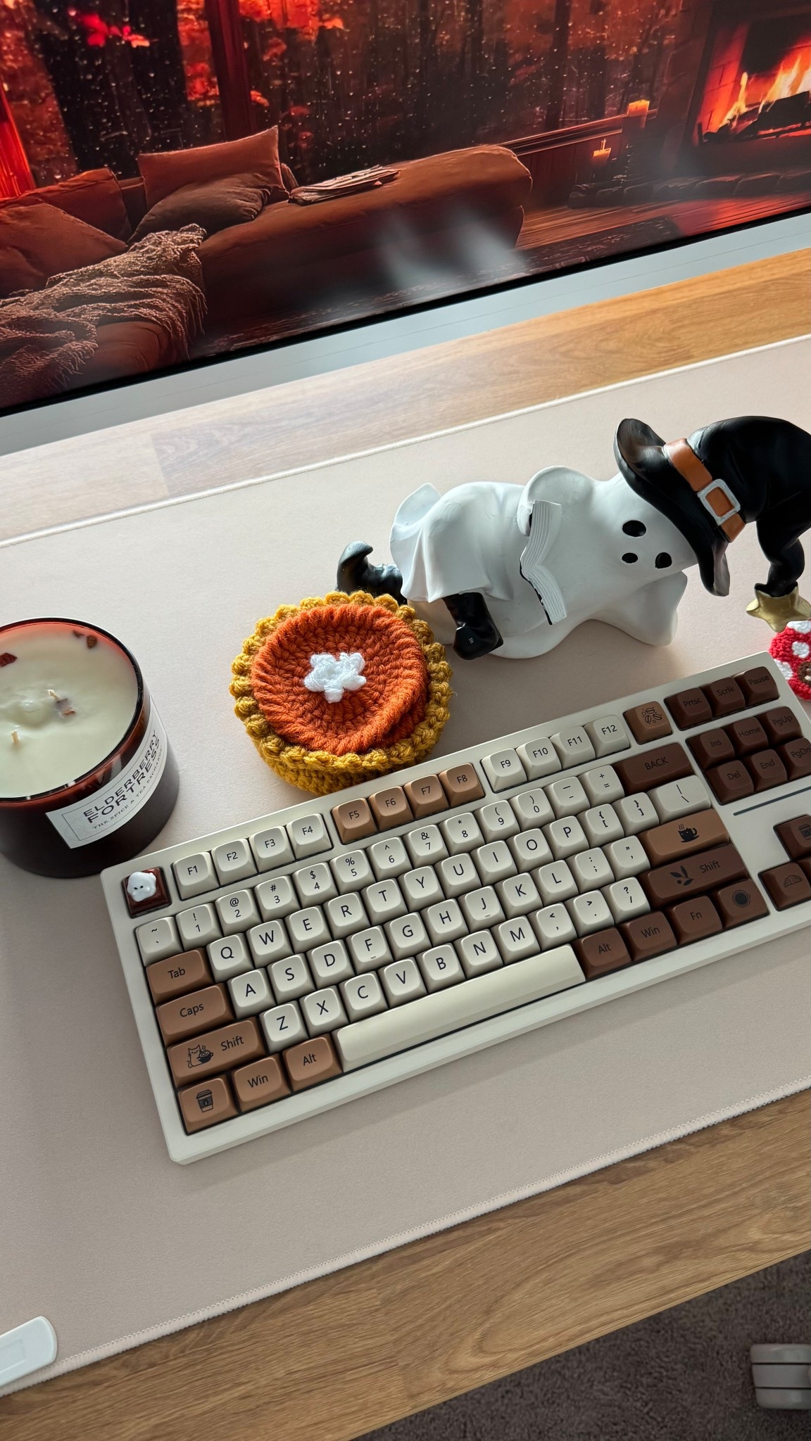 Fall coffee keyboard keycaps 🍂✨☕️🍄