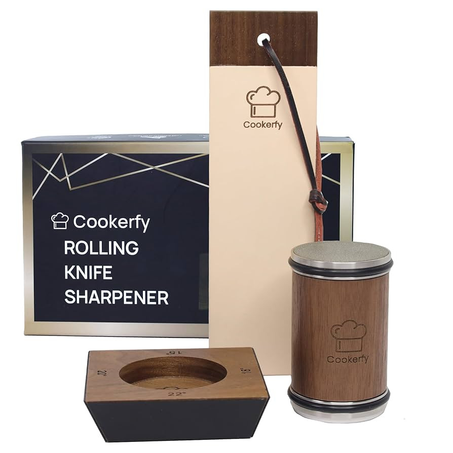 American Black Walnut Rolling Knife Sharpener Roller - Diamond Roller Knife Sharpener with 4 Angl... | Amazon (US)