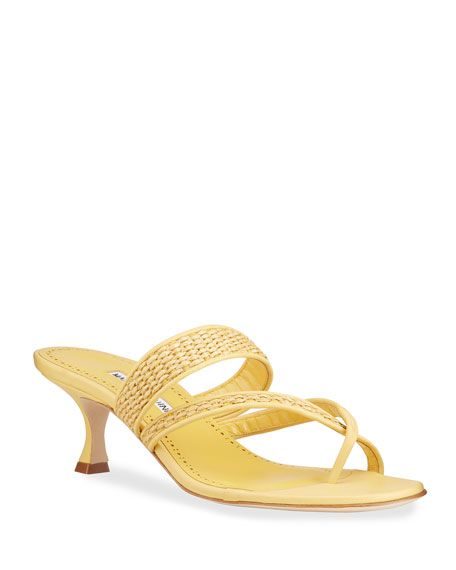 Manolo Blahnik Susa Woven Slide Sandals | Neiman Marcus