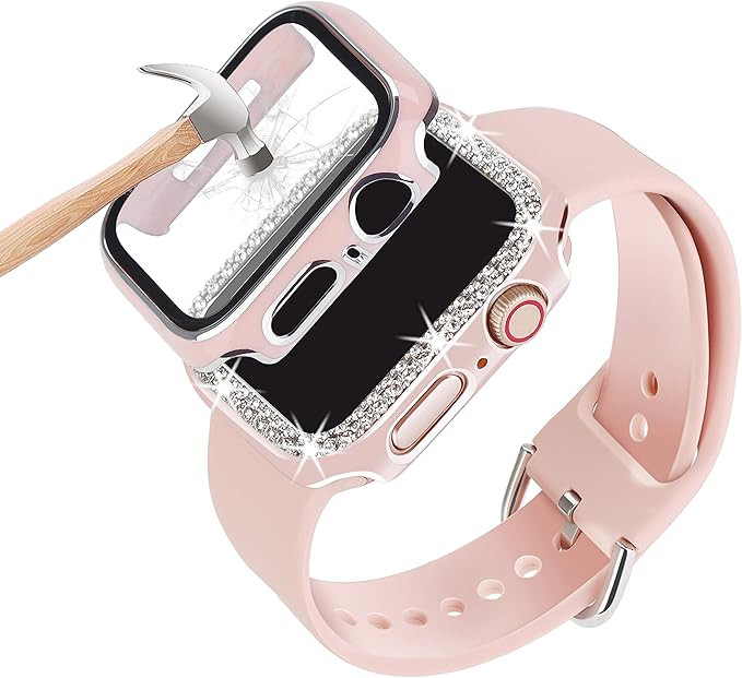 3 Pack Compatible With Apple Watch Band 38mm 40mm 41mm 42mm 44mm 45mm With Case, Women Silicone S... | Amazon (US)
