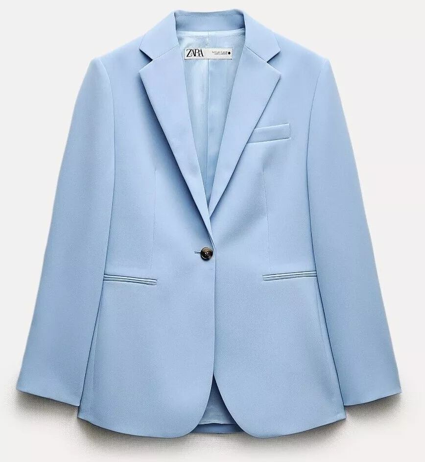 ZARA WOMAN STRAIGHT ZW COLLECTION WOOL STRAIGHT BLAZER LIGHT BLUE 2442/186 NEW | eBay US