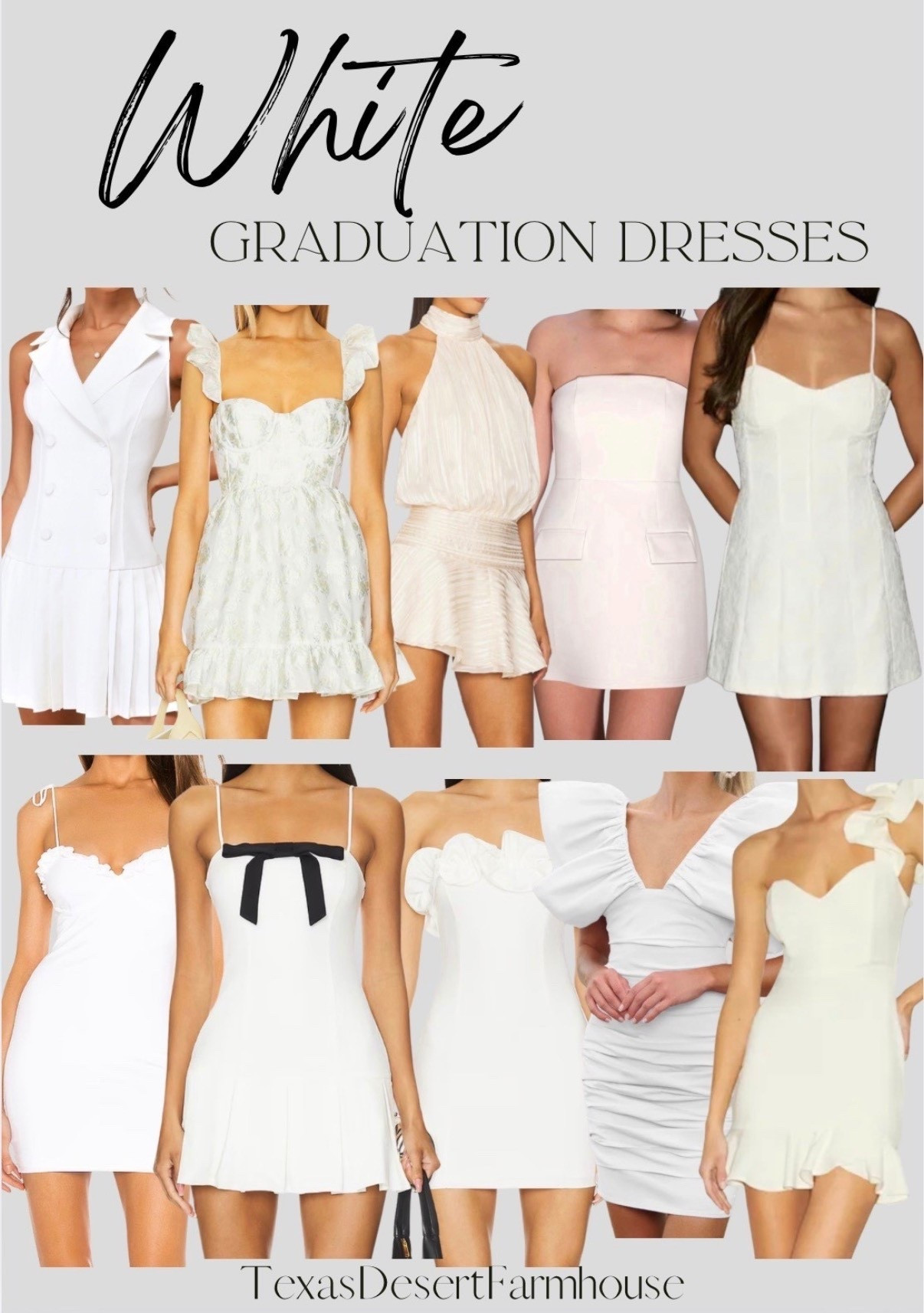 White Graduation Dresses for Grad Pics, Under Cap & Gown, or for Graduation Cocktail Style Party—or for all three! 

#graduation #whitegraduationdress #highschoolgraduation #collegegraduation #graduationdress #coktailparty #partydress #whotecocktaildress #gradparty #graduationpartydress #graduationdress #summercocktaildress

#LTKU #LTKPetite #LTKootd