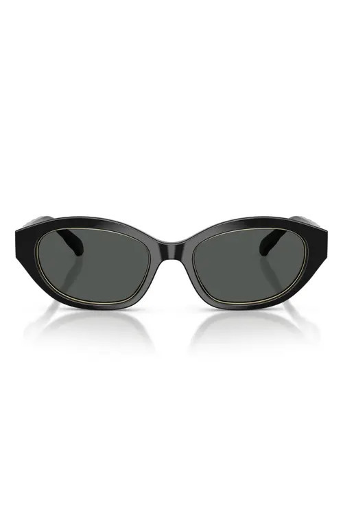 Tory Burch 52mm Irregular Sunglasses in Black /Dark Grey at Nordstrom | Nordstrom