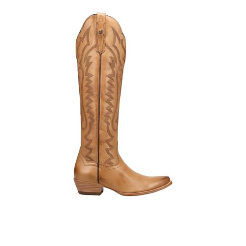 Dan Post Boots Womens Heartland Leather Snip Toe Zippered Casual Boots Over the Knee Low Heel 1-2" - Brown - Size 7.5 M | Amazon (US)