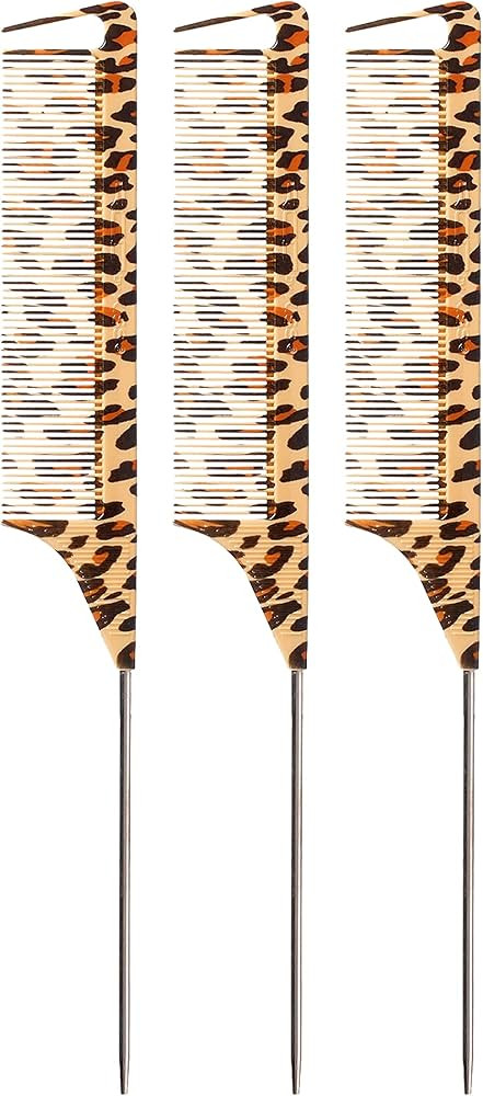 Red by Kiss 3 PACK Parting Pin Tail Comb Teasing Comb Reduces Frizz Heat Resistant (Leopard) | Amazon (US)
