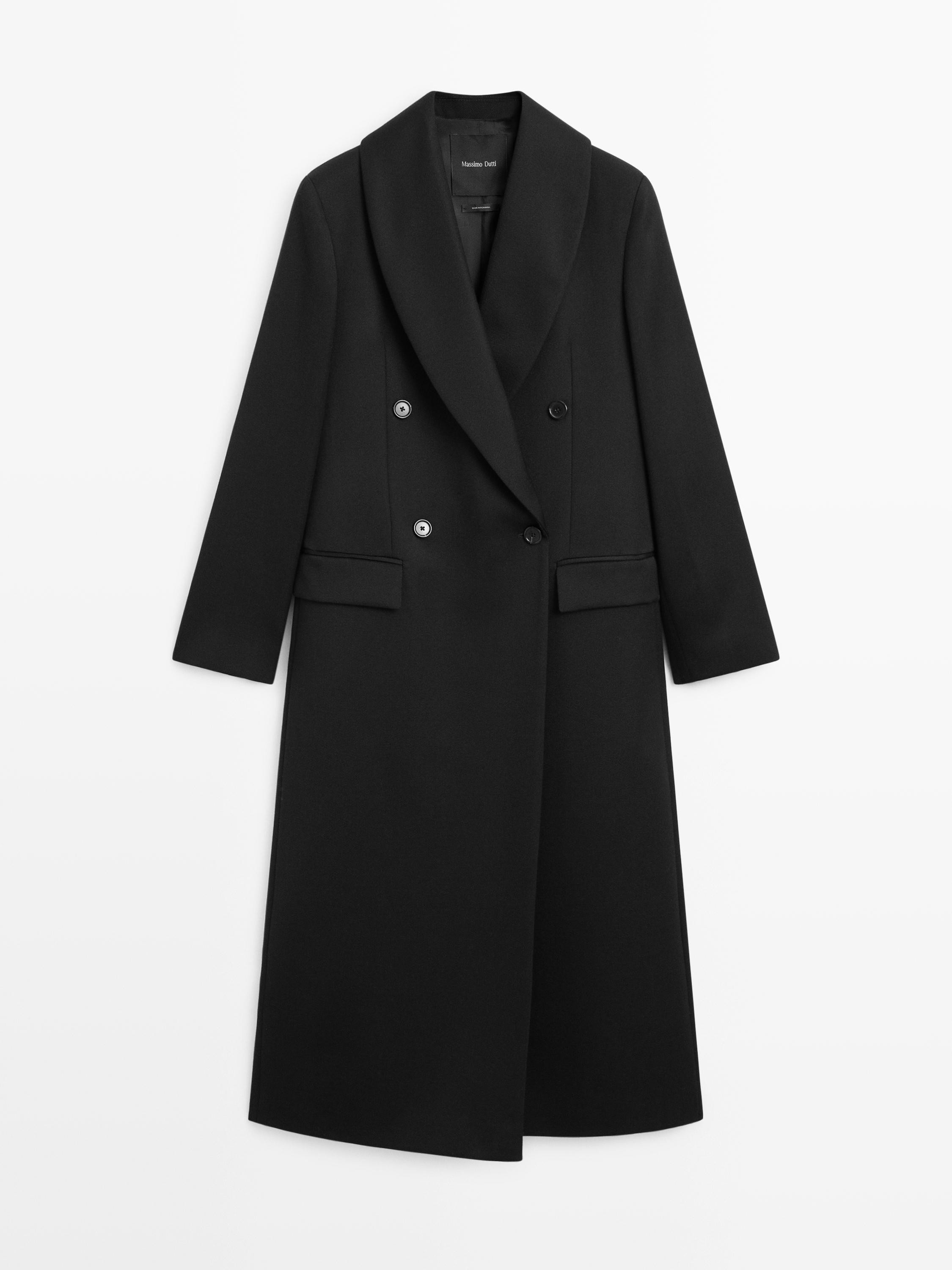 Long double-breasted 100% wool coat | Massimo Dutti UK
