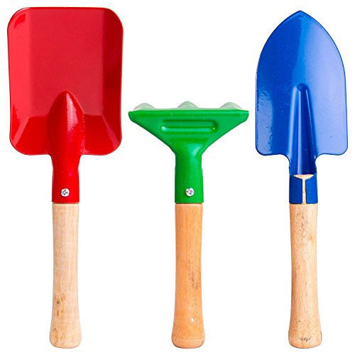 Islmlisa 8" Long Gardening Tools for Kids, 3-Piece Kids Garden Tools with Rake,Shovel and Trowel | Amazon (US)