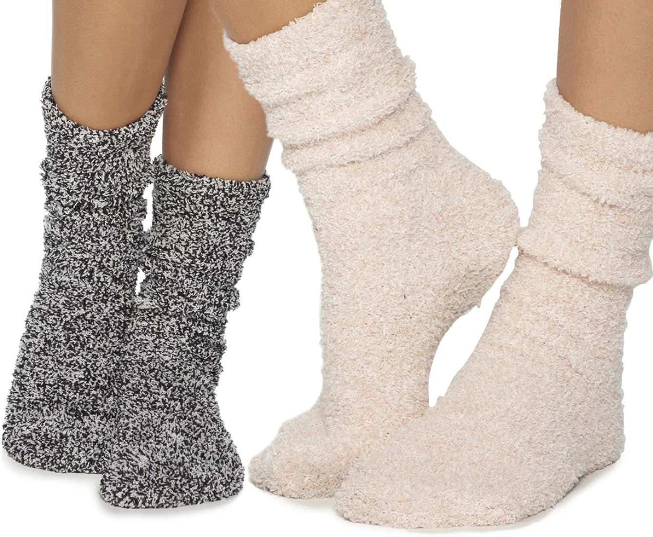 Barefoot Dreams CozyChic Women Heathered Socks, Crew Socks, Plush Socks, Loungewear, Warm Toes, Fuzz | Amazon (US)