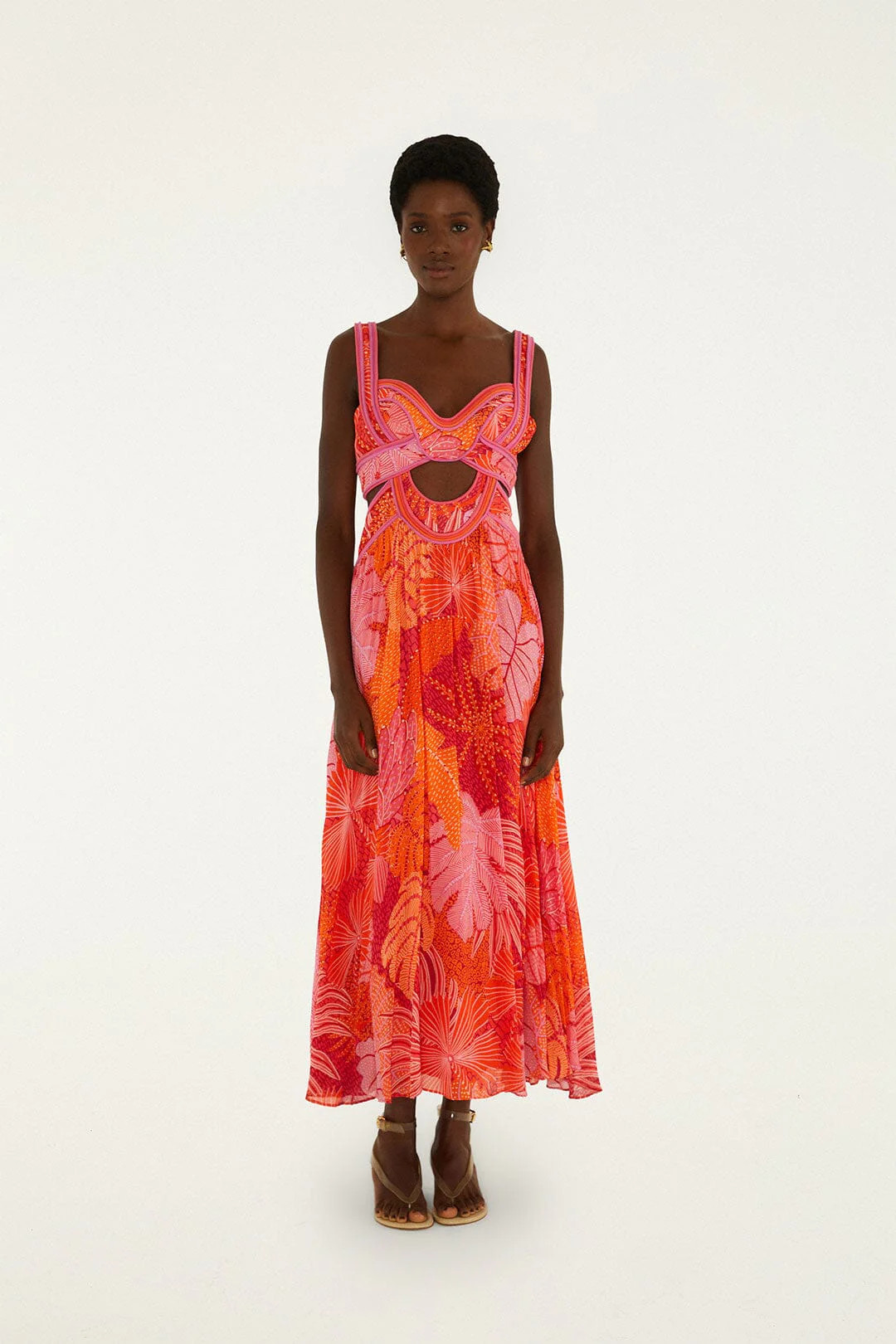 Multicolor Delicate Forest Cut-Out Maxi Dress | FARM Rio | FarmRio (US)