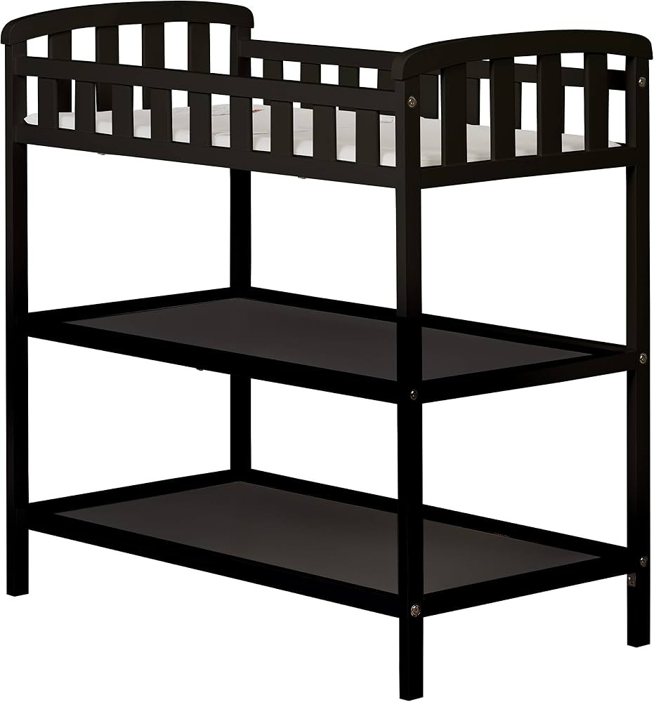 Dream On Me Emily Changing Table In Black, Comes With 1" Changing Pad, Features Two Shelves, Port... | Amazon (US)