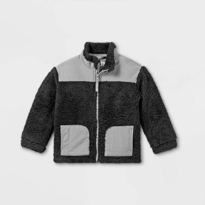 Toddler Fleece Jacket - Cat & Jack™ Black/Gray 18M | Target