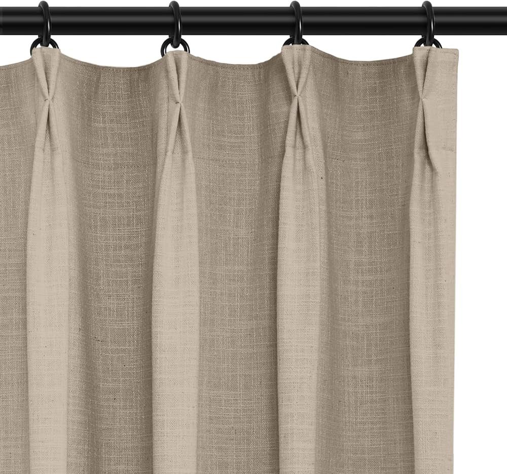 INOVADAY 100% Blackout Curtains for Bedroom, Pinch Pleated Linen Blackout Curtains 84 Inch Length... | Amazon (US)