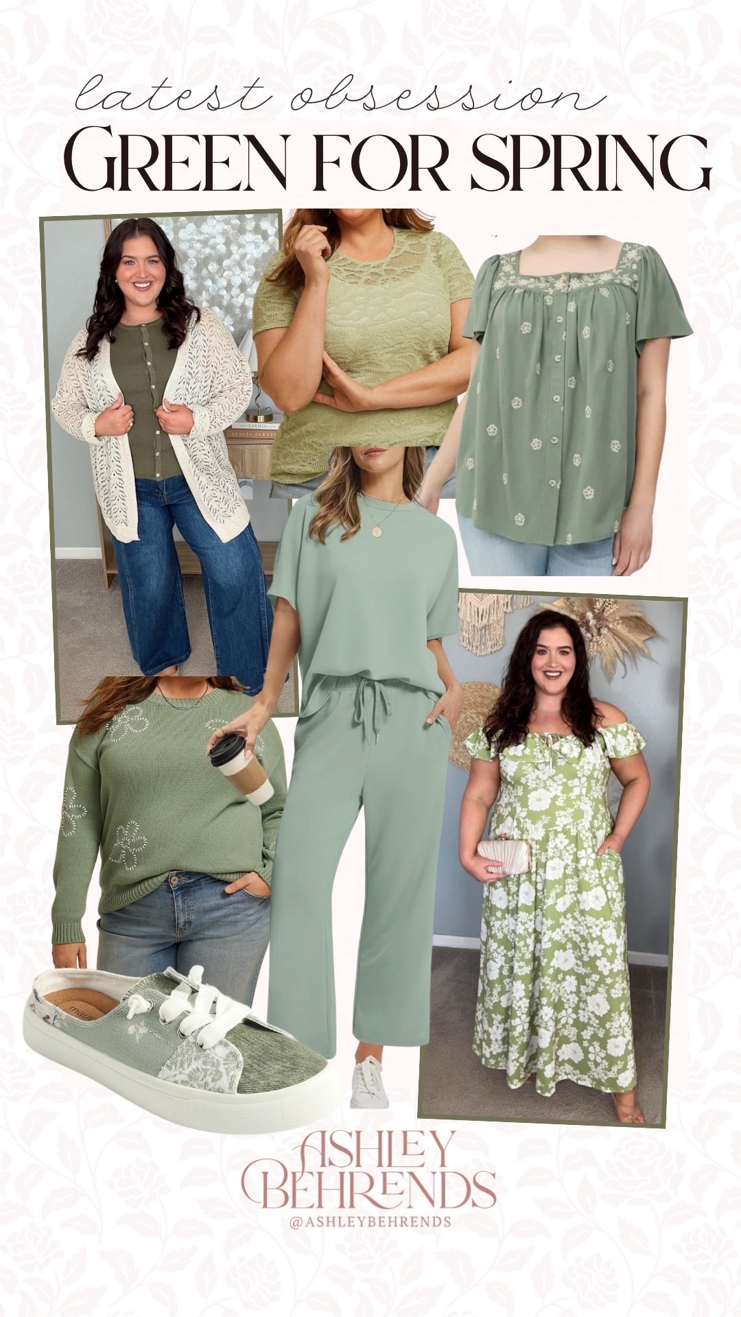 I am loving green for spring right now. All of these different shades of green are gorgeous. I love this two piece set for travel or lounging around and these slip on shoes are so cute.
Green outfit inspired, floral green maxi dress 

#LTKPlusSize #LTKSeasonal #LTKWedding