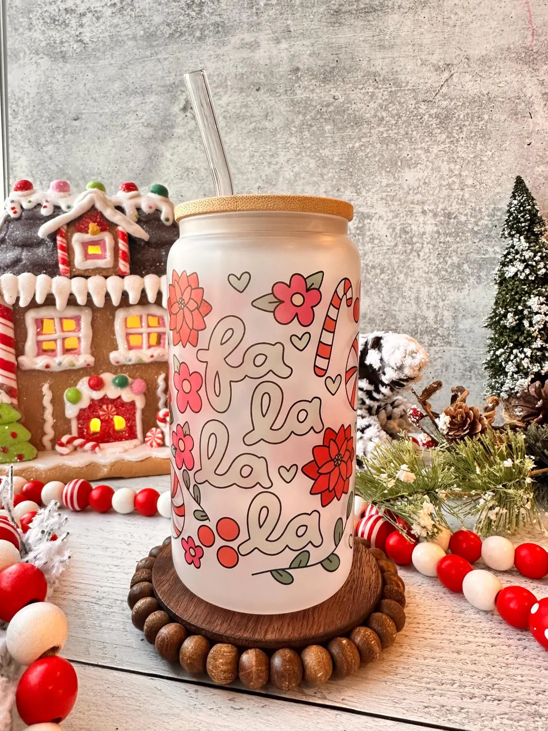 Fa La La La Glass Can | Iced Coffee Cup | Cute Gift for Her | Cute Gift for Him | Christmas Gift ... | Etsy (US)