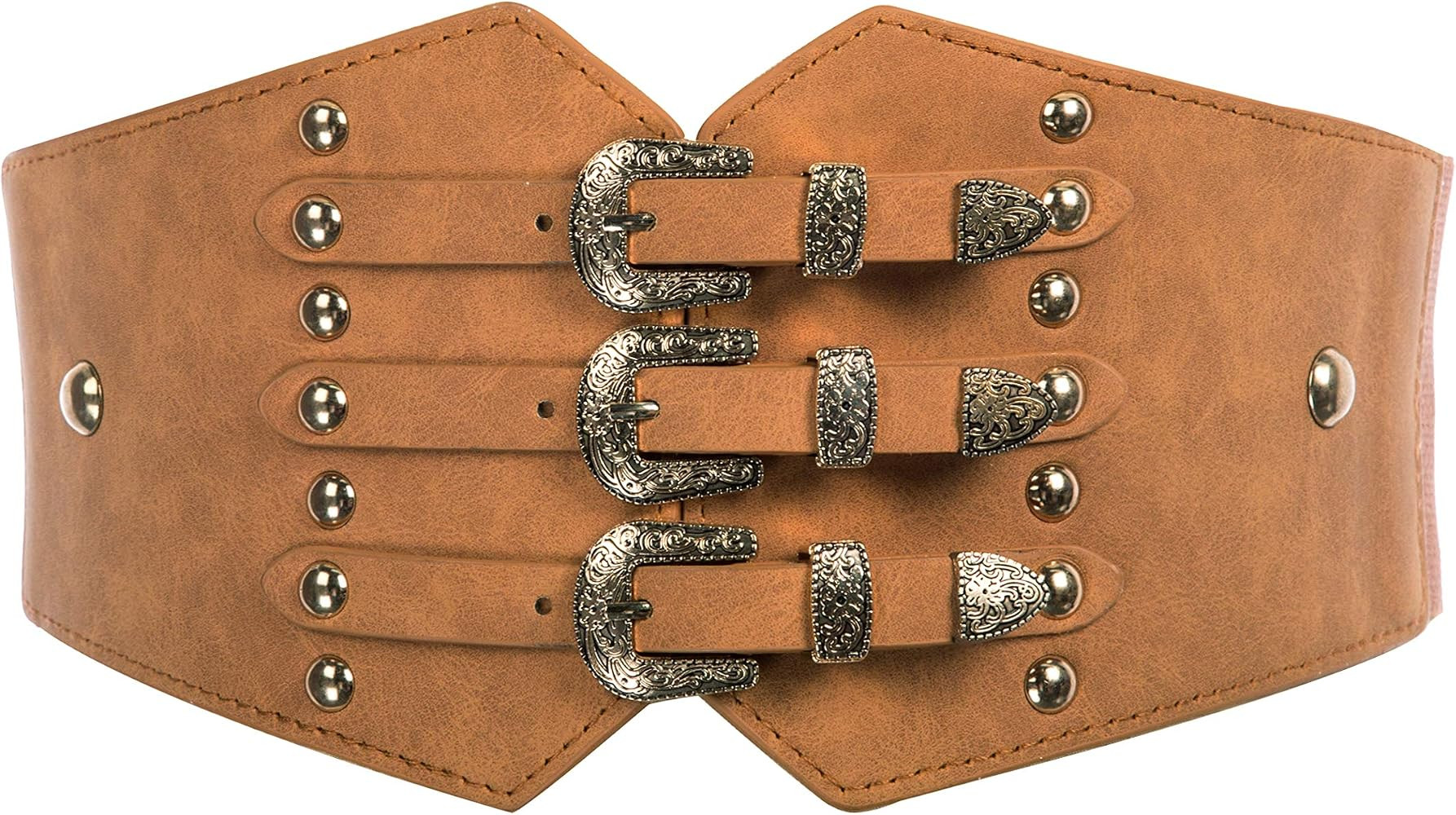 Scarlet Darkness Vintage Classic Cincher Wide Belt Elastic Leather Waist Belt | Amazon (US)