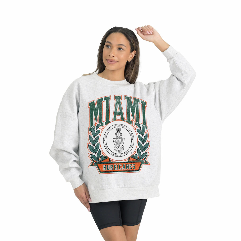Miami Hurricanes Gameday Couture Women's Premium Fleece Drop Shoulder Oversized Pullover Sweatshi... | Fanatics