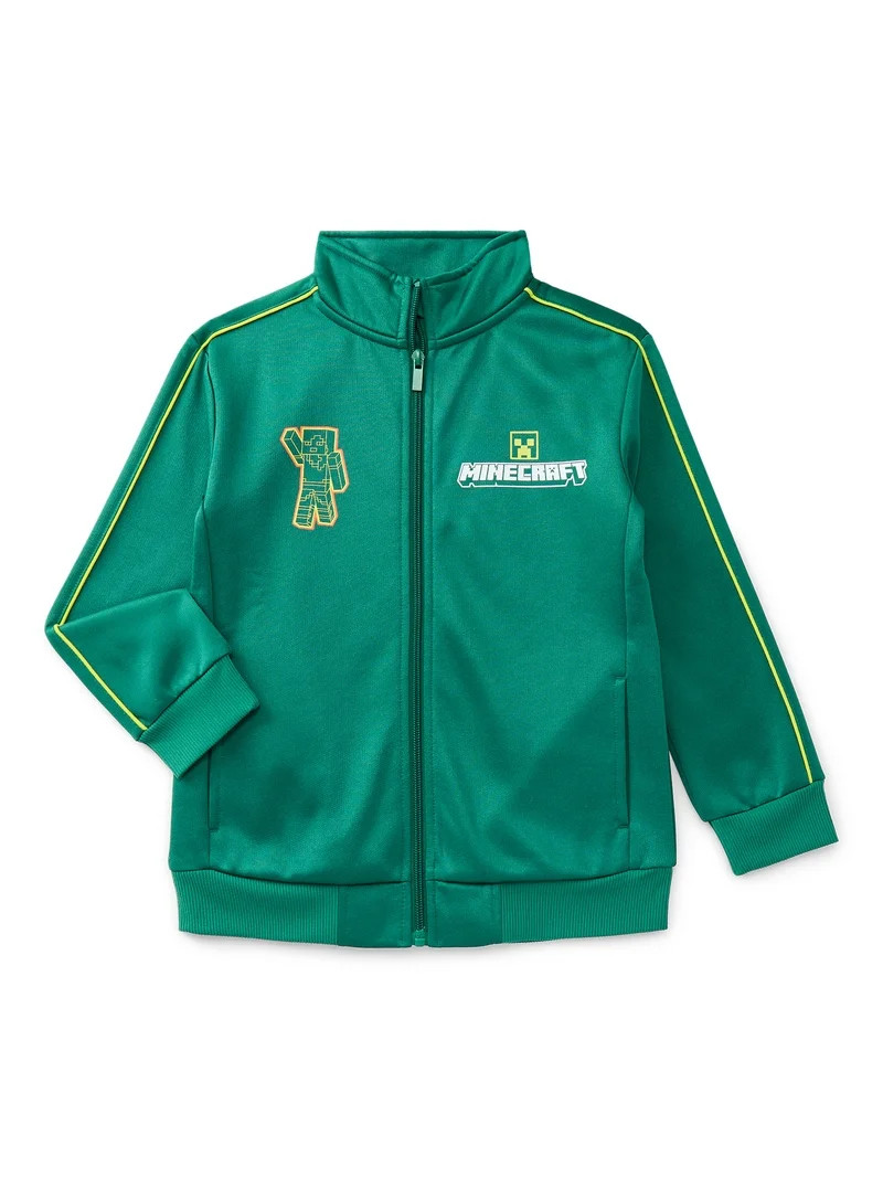 Minecraft Boys Graphic Zip Track Jacket, Midweight, Sizes 4-18 - Walmart.com | Walmart (US)