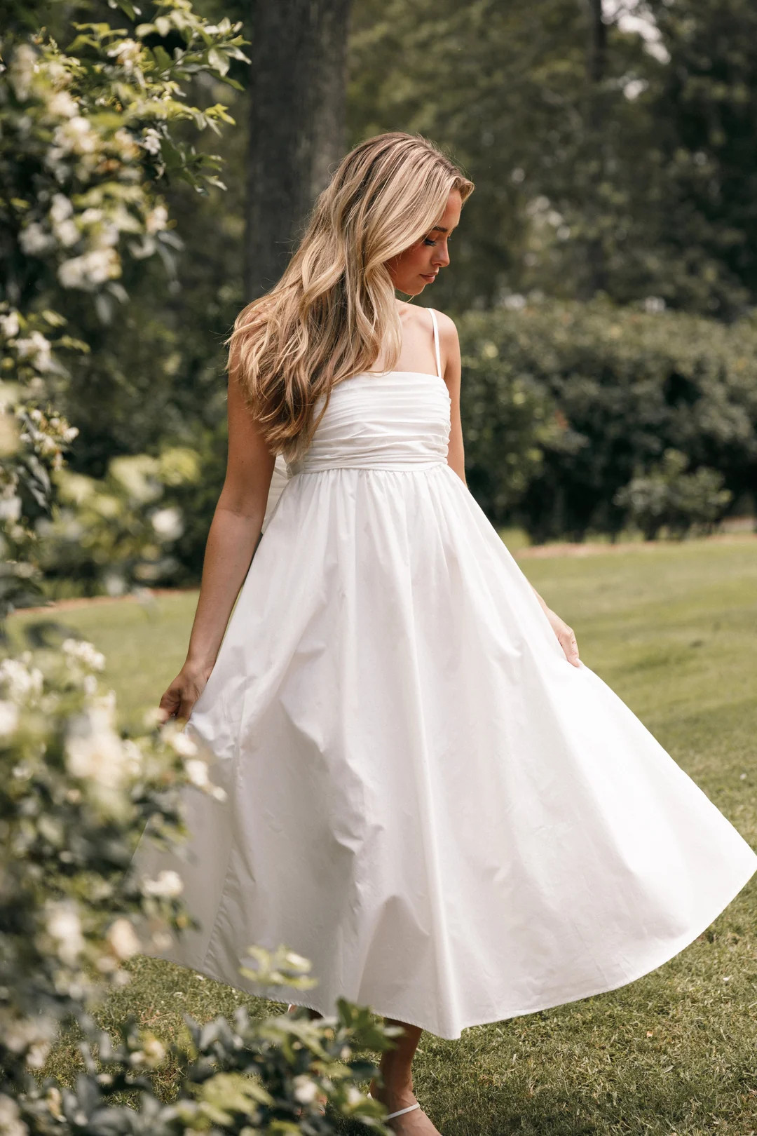 Alice Bow Back Midi Dress - White | Petal & Pup (US)