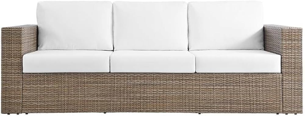 Modway Convene Outdoor Synthetic Rattan Sofa in Cappuccino and White | Amazon (US)