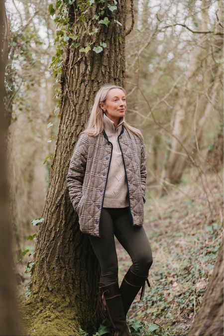 Winter to Spring Outfit Inspiration, Transitional Style, Cream Jumper, Amazon Leggings, Checked Jacket, Country Style 

#LTKstyletip #LTKeurope #LTKSeasonal