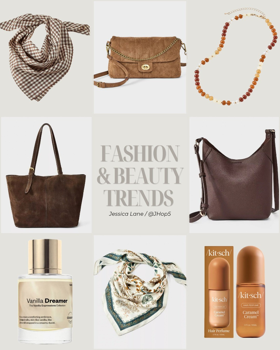 Rich brown bags, printed scarves, and cozy vanilla and caramel scents 🤎 Fall fashion and beauty finds from Target.#TargetFinds #FallAccessories #TargetStyle #BeautyFinds

#LTKSeasonal #LTKootd #LTKBeauty