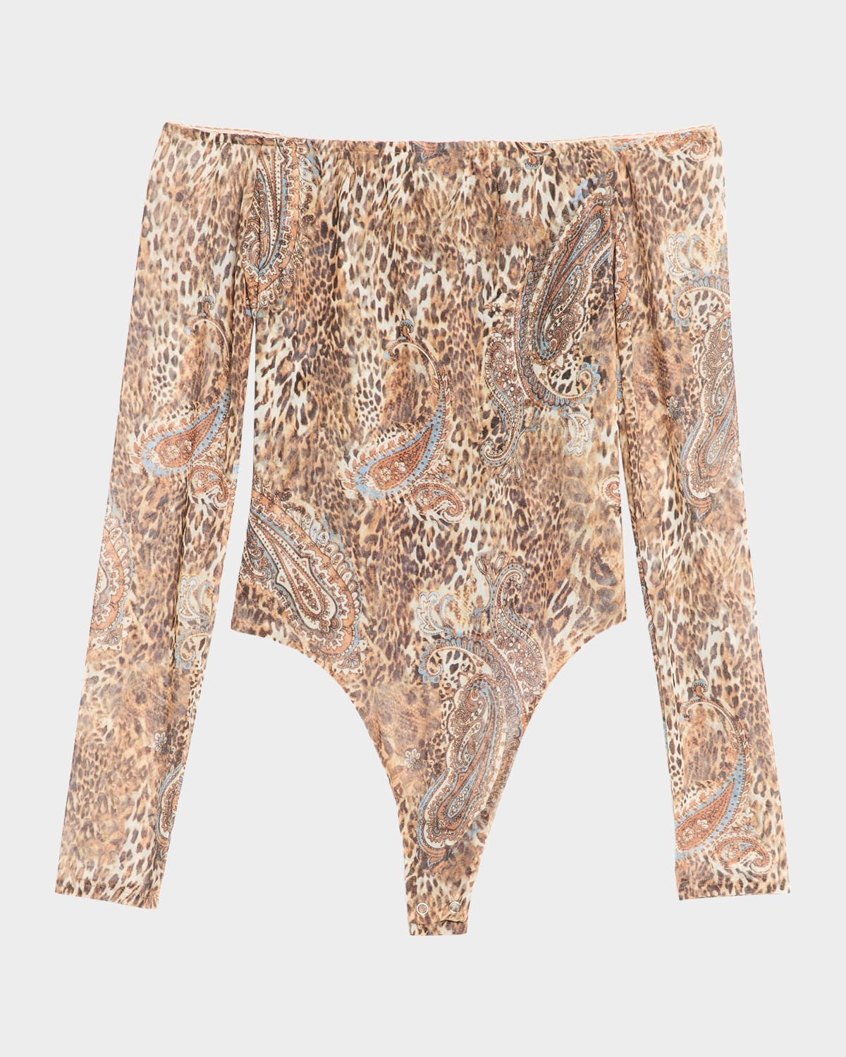 Valencia Leopard Peonie Off-Shoulder Bodysuit | Neiman Marcus