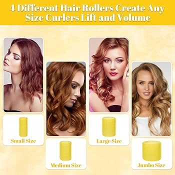 Self Grip Hair Rollers Curlers Set 36Pcs, Hair Roller Sets 4 Sizes (Jumbo, Large, Medium, Small) ... | Amazon (US)