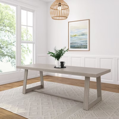 Plank+Beam 94" Dining Table for 8, Solid Wood  Classic Farmhouse Style Kitchen Table, Seashell Wirebrush | Target