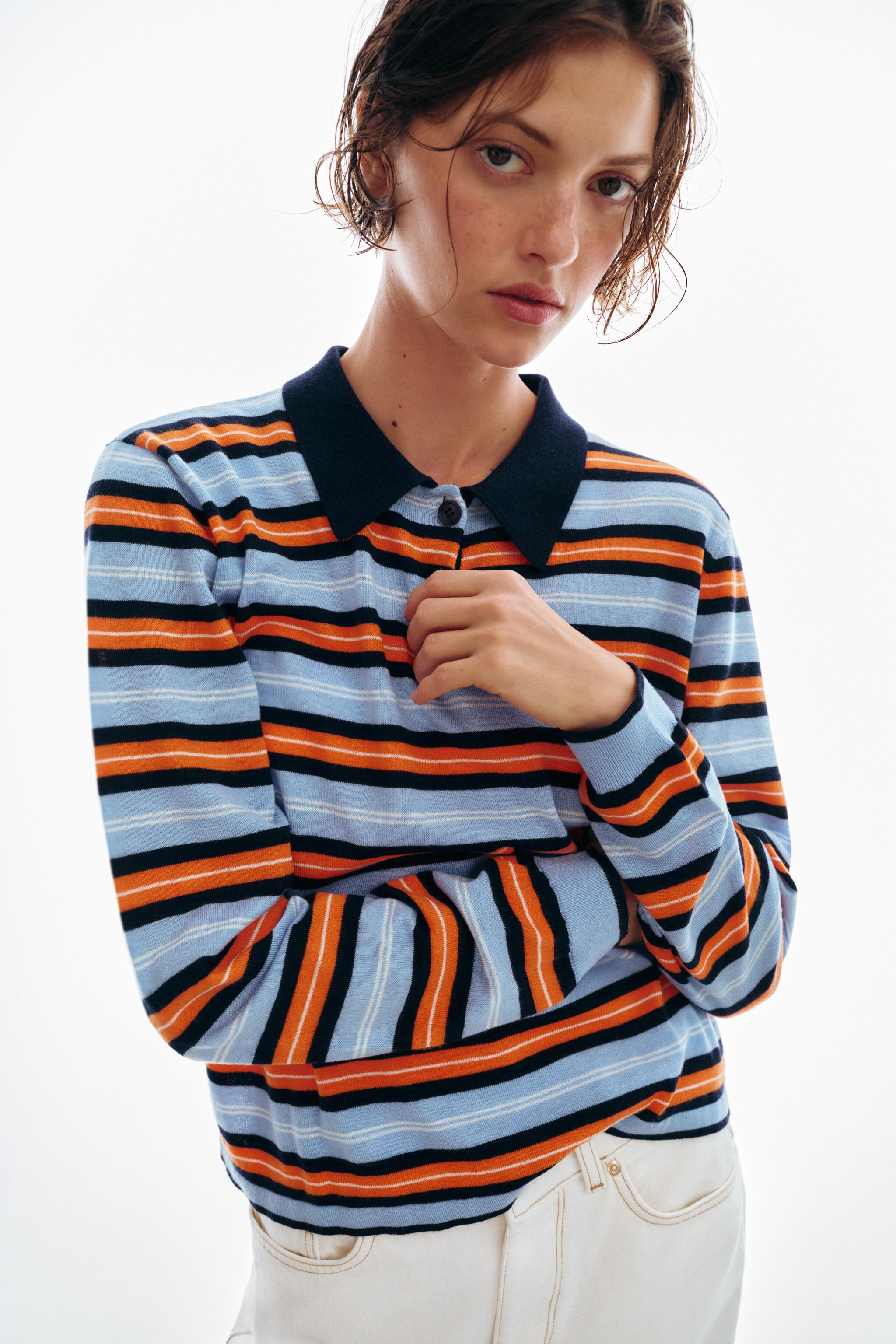 STRIPED KNIT POLO SHIRT | Zara US