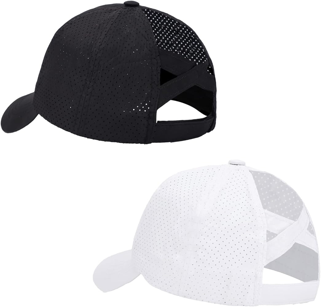 New Upgraded Women Criss Cross Hat High Ponytail Baseball Caps Adjustable High Messy Bun Ponycap Tru | Amazon (US)