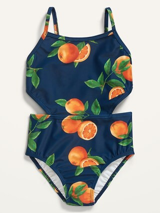 Patterned Cut-Out-Waist One-Piece Swimsuit for Girls | Old Navy (US)