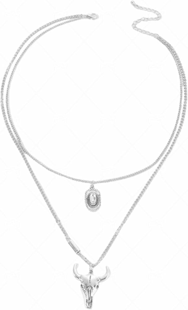 Cowboy Cowgirl Boot Hat Necklace Boho Charm 3D Bull Head Horseshoe Cactus Texas Boots Silver Pend... | Amazon (US)