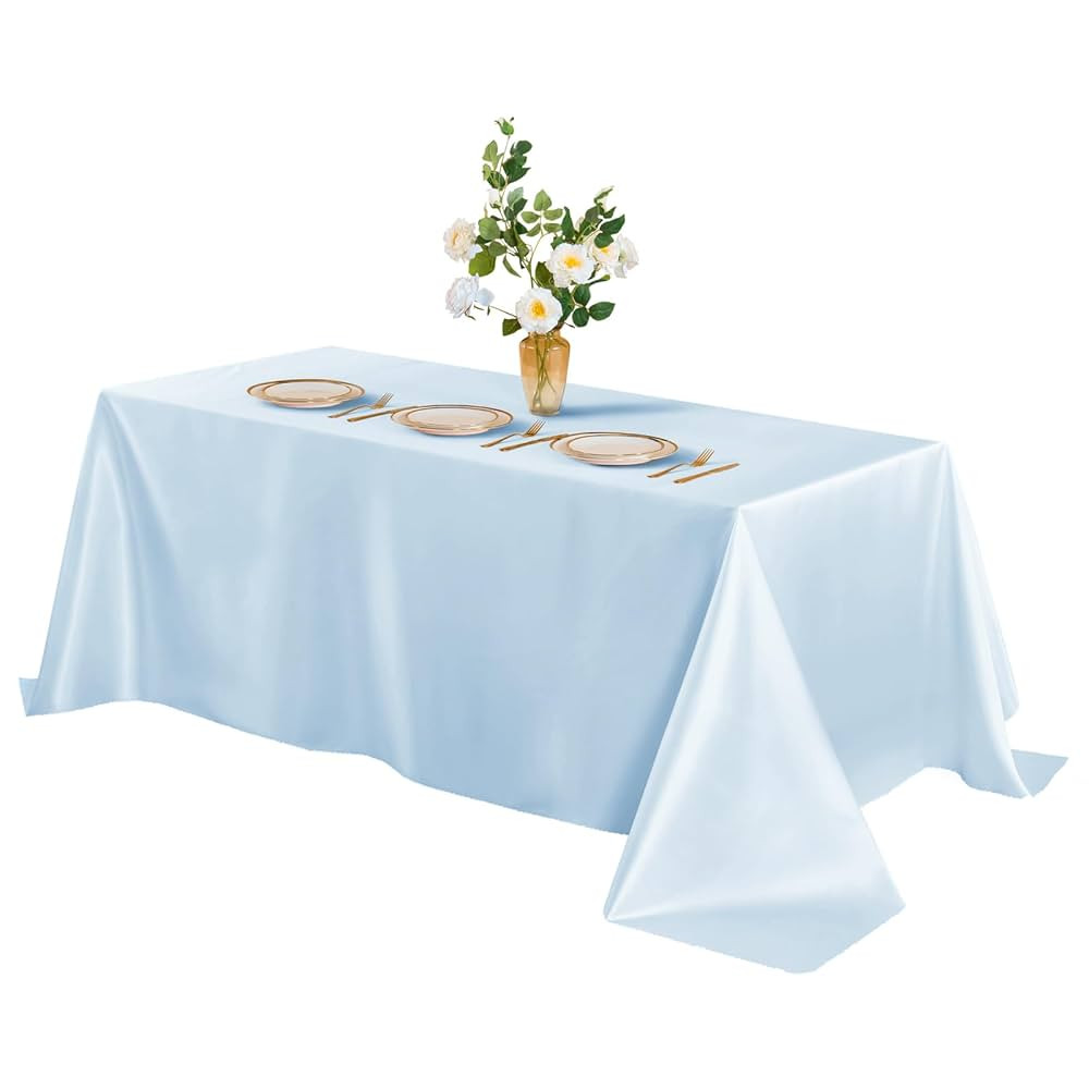 Horbaunal Light Blue Satin Tablecloth 60 x 102 Inches Rectangle Satin Table Cover Bright Silky Ta... | Amazon (US)