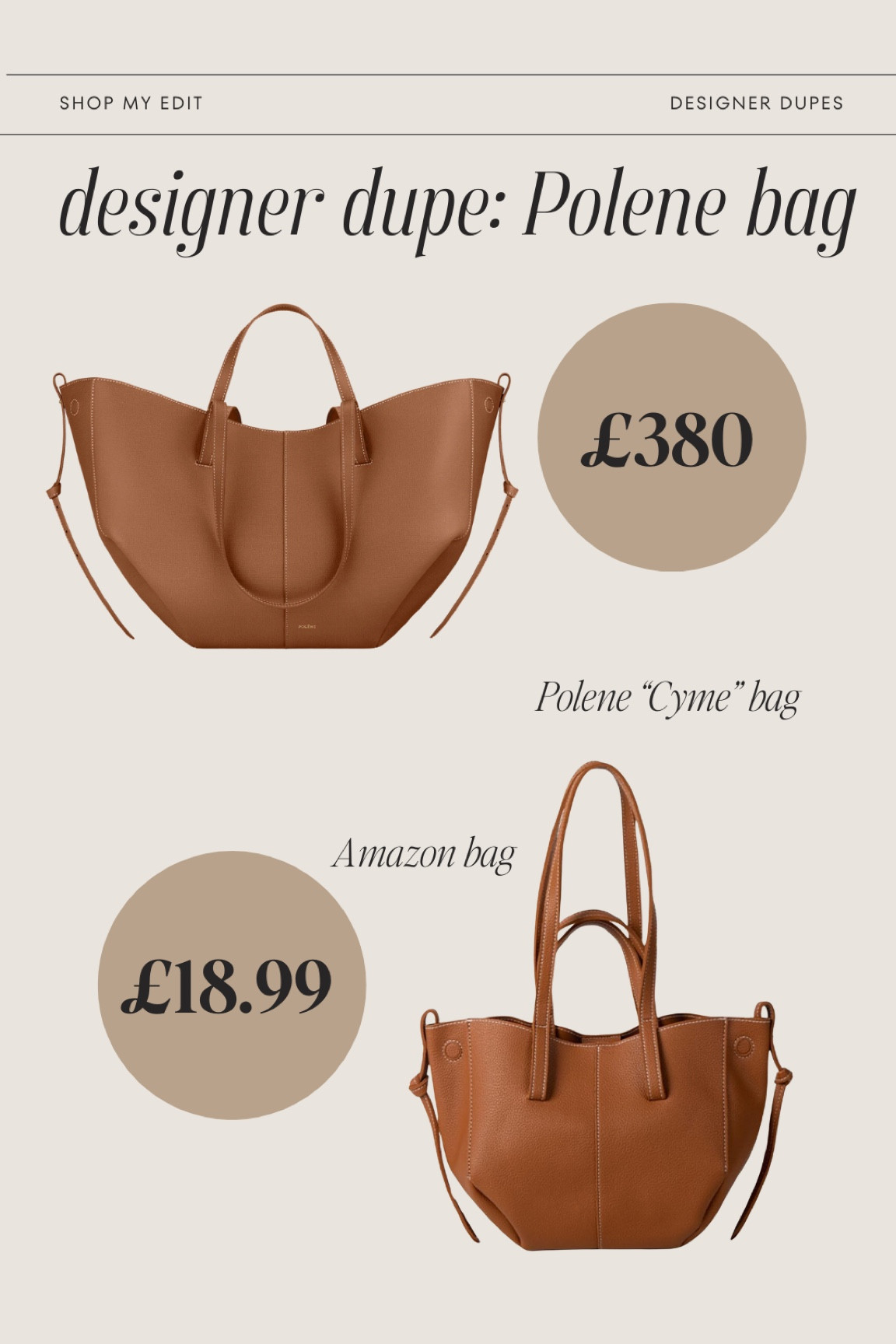 Designer dupe: Polene bag 🤎 #Polene #Designerdupe 

#LTKuk #LTKbag #LTKsummer