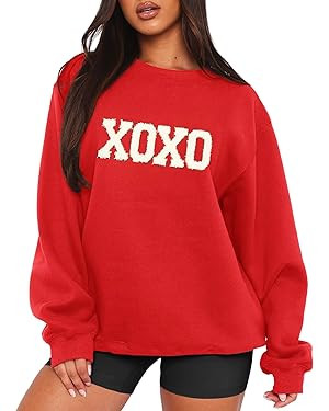 MAPICK Valentine Sweatshirts for Women Funny Letter Printed Chenille Patch Pullover Sweaters Long... | Amazon (US)