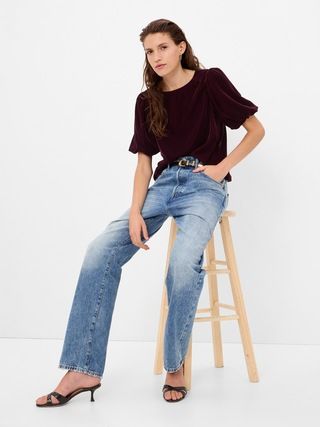 Puff Sleeve Velvet Top | Gap (US)