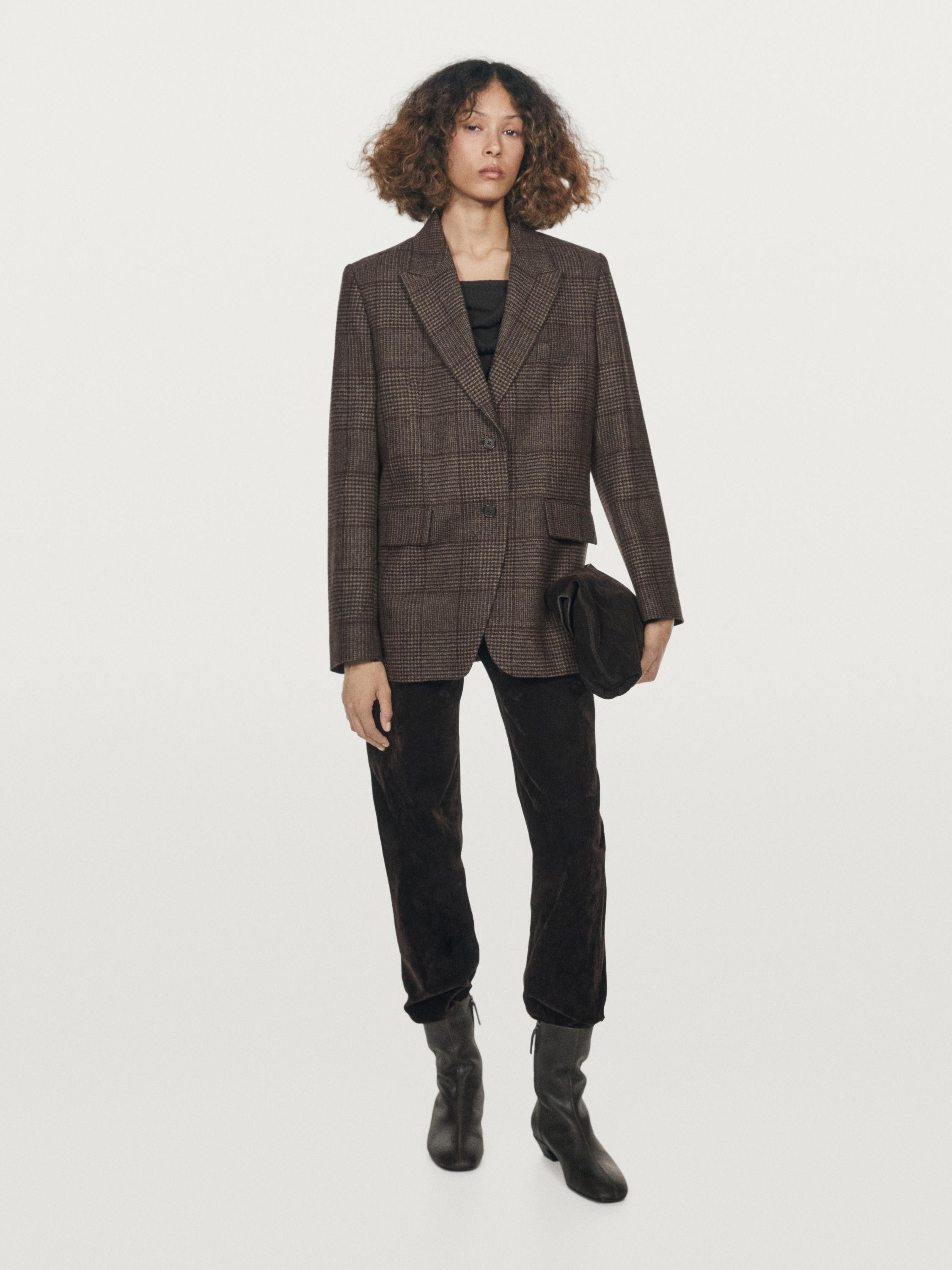 Check wool blend blazer | Massimo Dutti UK