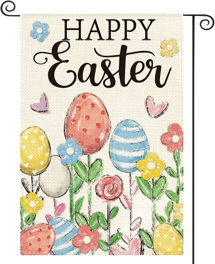 AVOIN colorlife Happy Easter Garden Flag 12x18 Inch Double Sided Outside, Flowers Easter Eggs Yar... | Amazon (US)
