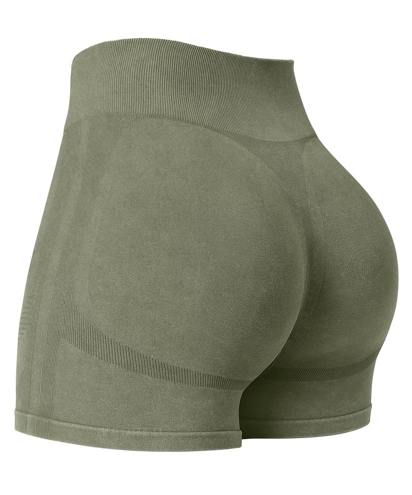 YEOREO Women Workout Biker Shorts Impact 4.5" Faux Denim No Front Seam Mid Waist Hidden Scrunch L... | Amazon (US)
