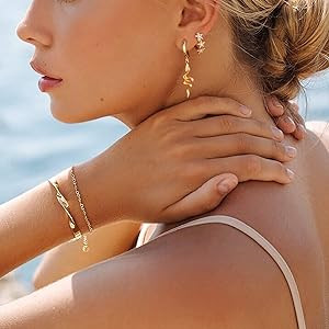 MYEARS Women Huggie Hoop Earrings Gold Ear Stud Cuff 14K Gold Filled Small Boho Beach Simple Deli... | Amazon (US)